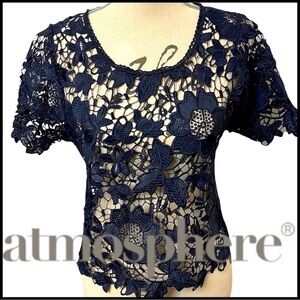 Atmosphere Navy Crochet Lace Crop Top (S)